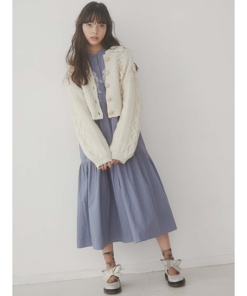 merry jenny（メリージェニー）の「flowerケーブルニットジャケット（カーディガン/ボレロ・レディース・ブラック/ブラウン/アイボリー・FREE）」の16枚目の写真