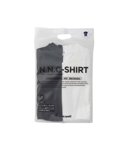 le coq sportif(ルコックスポルティフ)の「【2枚セット】N.N.C-SHIRT(ニューノーマルコンフォート)ショートスリーブシャツ ユニセックス ウェア tシャツ スポーツウェア(Tシャツ/カットソー・メンズ・ホワイト×ネイビー/ブラック/ネイビー/ホワイト/ホワイト×ブラック・L/M/S/XL/XXL)」の3枚目の写真