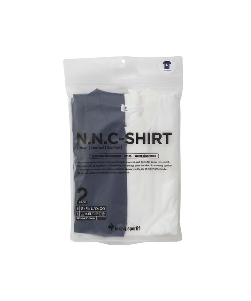 le coq sportif(ルコックスポルティフ)の「【2枚セット】N.N.C-SHIRT(ニューノーマルコンフォート)ショートスリーブシャツ ユニセックス ウェア tシャツ スポーツウェア(Tシャツ/カットソー・メンズ・ホワイト×ネイビー/ブラック/ネイビー/ホワイト/ホワイト×ブラック・L/M/S/XL/XXL)」の4枚目の写真