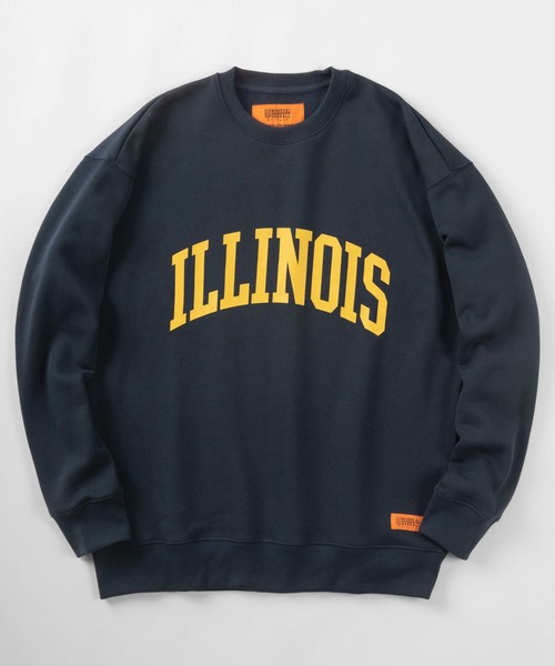 UNIVERSAL OVERALL（ユニバーサルオーバーオール）の「【UNIVERSAL OVERALL/ユニバーサルオーバーオール】 カレッジロゴ オーバーサイズ スウェット/【ILLINOIS】プリント（スウェット・メンズ・ホワイト/グリーン/ライトブラウン/ネイビー/グレー・M/L/XL）」の5枚目の写真