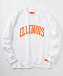 【UNIVERSAL OVERALL/ユニバーサルオーバーオール】 カレッジロゴ オーバーサイズ スウェット/【ILLINOIS】プリント