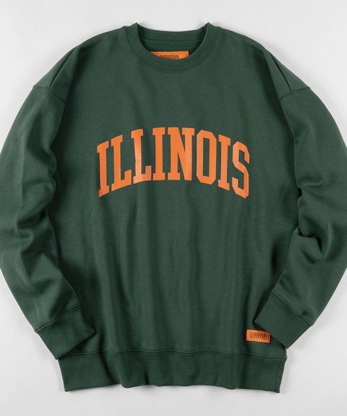UNIVERSAL OVERALL（ユニバーサルオーバーオール）の「【UNIVERSAL OVERALL/ユニバーサルオーバーオール】 カレッジロゴ オーバーサイズ スウェット/【ILLINOIS】プリント（スウェット・メンズ・ホワイト/グリーン/ライトブラウン/ネイビー/グレー・M/L/XL）」の4枚目の写真