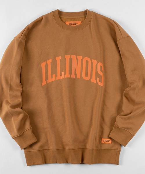 UNIVERSAL OVERALL（ユニバーサルオーバーオール）の「【UNIVERSAL OVERALL/ユニバーサルオーバーオール】 カレッジロゴ オーバーサイズ スウェット/【ILLINOIS】プリント（スウェット・メンズ・ホワイト/グリーン/ライトブラウン/ネイビー/グレー・M/L/XL）」の3枚目の写真
