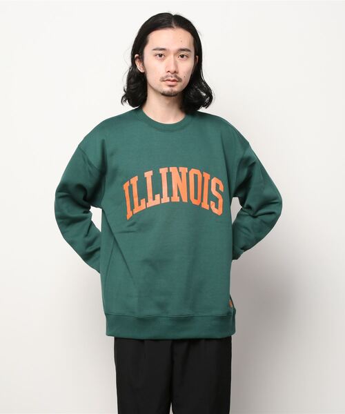 UNIVERSAL OVERALL（ユニバーサルオーバーオール）の「【UNIVERSAL OVERALL/ユニバーサルオーバーオール】 カレッジロゴ オーバーサイズ スウェット/【ILLINOIS】プリント（スウェット・メンズ・ホワイト/グリーン/ライトブラウン/ネイビー/グレー・M/L/XL）」の8枚目の写真