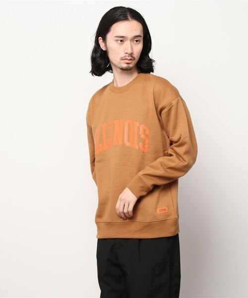 UNIVERSAL OVERALL（ユニバーサルオーバーオール）の「【UNIVERSAL OVERALL/ユニバーサルオーバーオール】 カレッジロゴ オーバーサイズ スウェット/【ILLINOIS】プリント（スウェット・メンズ・ホワイト/グリーン/ライトブラウン/ネイビー/グレー・M/L/XL）」の7枚目の写真