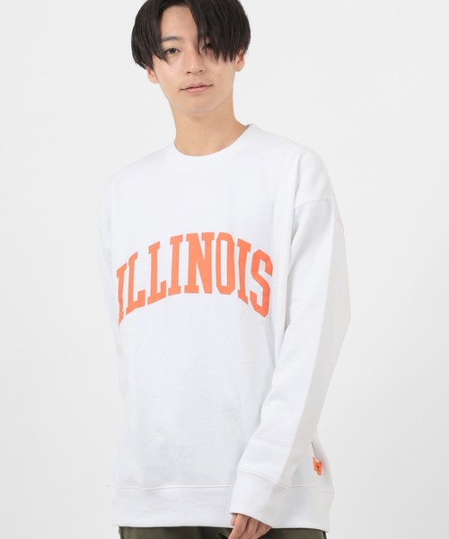UNIVERSAL OVERALL（ユニバーサルオーバーオール）の「【UNIVERSAL OVERALL/ユニバーサルオーバーオール】 カレッジロゴ オーバーサイズ スウェット/【ILLINOIS】プリント（スウェット・メンズ・ホワイト/グリーン/ライトブラウン/ネイビー/グレー・M/L/XL）」の11枚目の写真