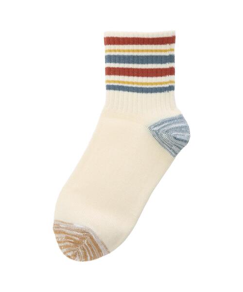 koe（コエ）の「3x1針抜きリブボーダー*（ソックス/靴下・レディース・ベージュ/レッド/チャコールグレー/アイボリー・FREE）」の5枚目の写真
