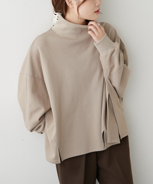 PUAL CE CIN（ピュアルセシン）の「【Du noir】裏毛変形ハイネックプルオーバー（スウェット・レディース・ブラック/チャコールグレー/グレイッシュベージュ・FREE）」の3枚目の写真