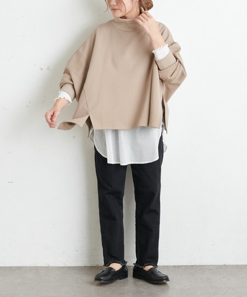 PUAL CE CIN（ピュアルセシン）の「【Du noir】裏毛変形ハイネックプルオーバー（スウェット・レディース・ブラック/チャコールグレー/グレイッシュベージュ・FREE）」の4枚目の写真