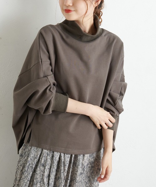 PUAL CE CIN（ピュアルセシン）の「【Du noir】裏毛変形ハイネックプルオーバー（スウェット・レディース・ブラック/チャコールグレー/グレイッシュベージュ・FREE）」の14枚目の写真