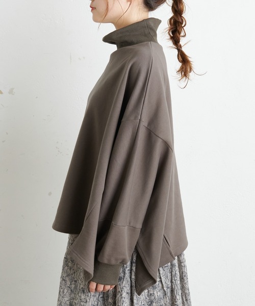 PUAL CE CIN（ピュアルセシン）の「【Du noir】裏毛変形ハイネックプルオーバー（スウェット・レディース・ブラック/チャコールグレー/グレイッシュベージュ・FREE）」の12枚目の写真