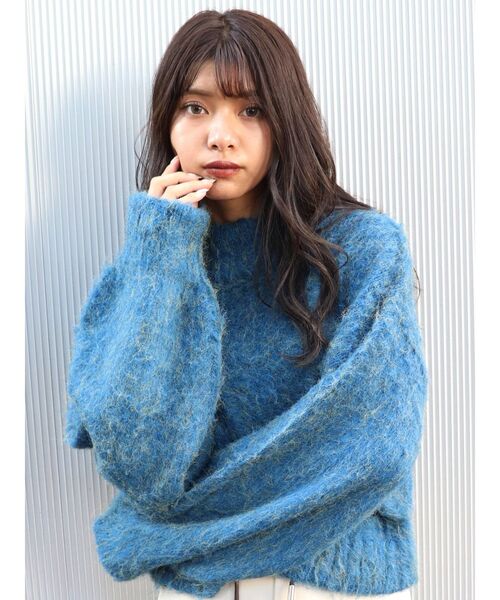 MURUA（ムルーア）の「ショートブラッシュドニット（ニット/セーター・レディース・ブルー/その他1・FREE）」の17枚目の写真