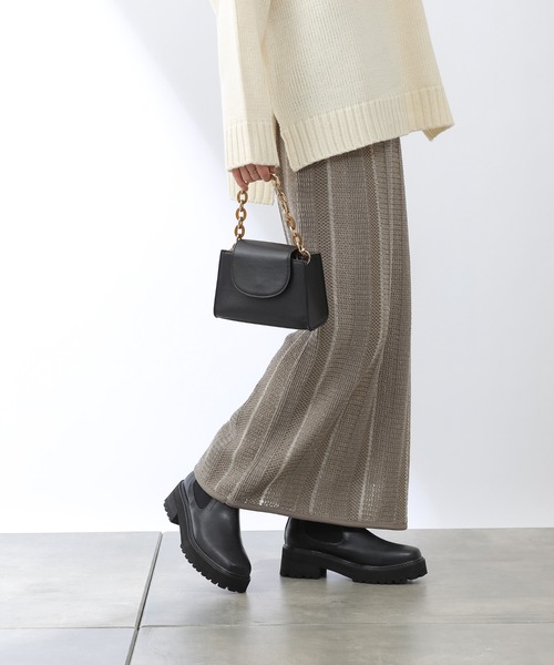 COLONY 2139（コロニートゥーワンスリーナイン）の「モヘヤ混ジャガード柄ニットスカート(セットアップ対応)（スカート・レディース・ブラック/グリーン/グレイッシュベージュ・FREE）」の3枚目の写真