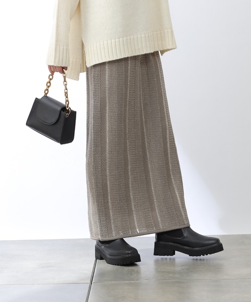 COLONY 2139（コロニートゥーワンスリーナイン）の「モヘヤ混ジャガード柄ニットスカート(セットアップ対応)（スカート・レディース・ブラック/グリーン/グレイッシュベージュ・FREE）」の11枚目の写真