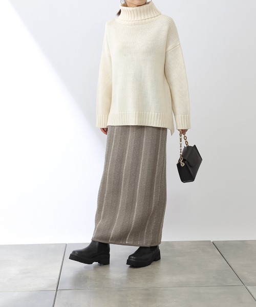 COLONY 2139（コロニートゥーワンスリーナイン）の「モヘヤ混ジャガード柄ニットスカート(セットアップ対応)（スカート・レディース・ブラック/グリーン/グレイッシュベージュ・FREE）」の17枚目の写真