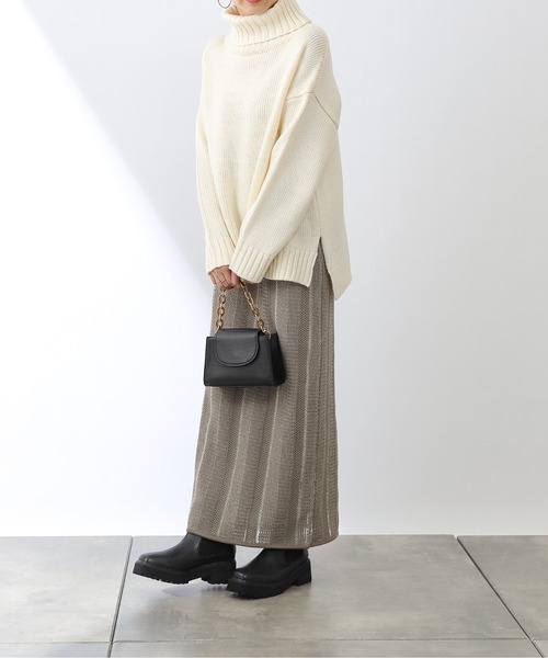 COLONY 2139（コロニートゥーワンスリーナイン）の「モヘヤ混ジャガード柄ニットスカート(セットアップ対応)（スカート・レディース・ブラック/グリーン/グレイッシュベージュ・FREE）」の16枚目の写真