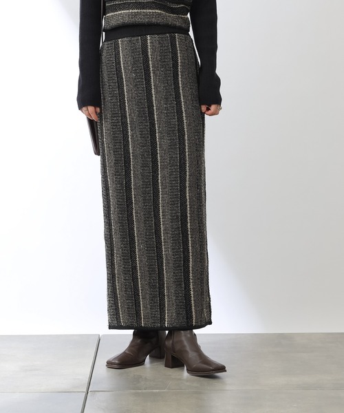 COLONY 2139（コロニートゥーワンスリーナイン）の「モヘヤ混ジャガード柄ニットスカート(セットアップ対応)（スカート・レディース・ブラック/グリーン/グレイッシュベージュ・FREE）」の5枚目の写真