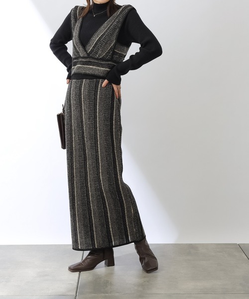 COLONY 2139（コロニートゥーワンスリーナイン）の「モヘヤ混ジャガード柄ニットスカート(セットアップ対応)（スカート・レディース・ブラック/グリーン/グレイッシュベージュ・FREE）」の7枚目の写真