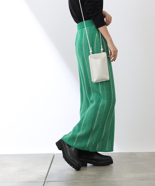 COLONY 2139（コロニートゥーワンスリーナイン）の「モヘヤ混ジャガード柄ニットスカート(セットアップ対応)（スカート・レディース・ブラック/グリーン/グレイッシュベージュ・FREE）」の18枚目の写真