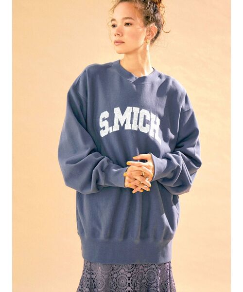 Ungrid（アングリッド）の「ビッグシルエットロゴスウェット ( トレーナー / カレッジロゴ )（スウェット・レディース・ライトグレー/ネイビー・FREE）」の7枚目の写真