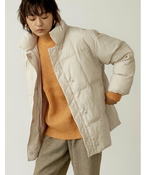 Re:EDIT(リエディ)の「スタンドカラーファイバーダウンジャケット(ダウンジャケット/コート・レディース・ブラック/オフホワイト/モカ/アイボリー・FREE)」の10枚目の写真