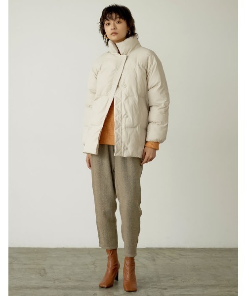 Re:EDIT(リエディ)の「スタンドカラーファイバーダウンジャケット(ダウンジャケット/コート・レディース・ブラック/オフホワイト/モカ/アイボリー・FREE)」の12枚目の写真