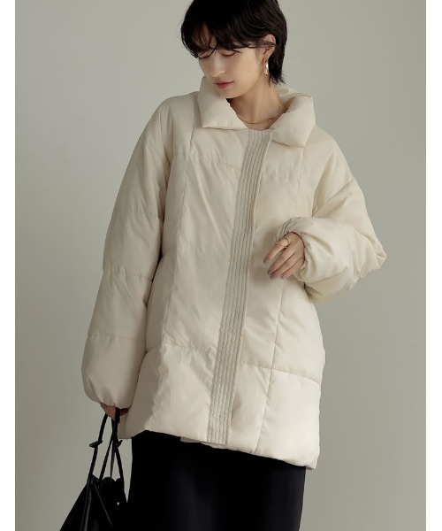 Re:EDIT(リエディ)の「スタンドカラーファイバーダウンジャケット(ダウンジャケット/コート・レディース・ブラック/オフホワイト/モカ/アイボリー・FREE)」の7枚目の写真