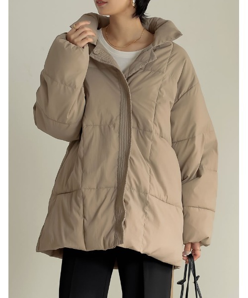 Re:EDIT(リエディ)の「スタンドカラーファイバーダウンジャケット(ダウンジャケット/コート・レディース・ブラック/オフホワイト/モカ/アイボリー・FREE)」の14枚目の写真