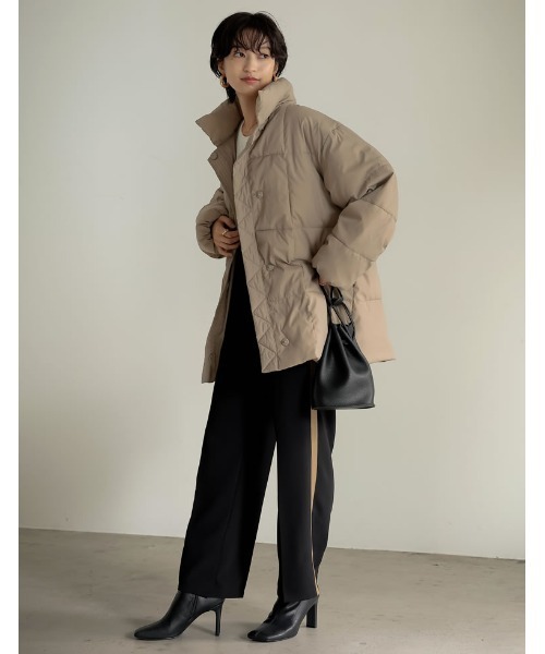 Re:EDIT(リエディ)の「スタンドカラーファイバーダウンジャケット(ダウンジャケット/コート・レディース・ブラック/オフホワイト/モカ/アイボリー・FREE)」の18枚目の写真