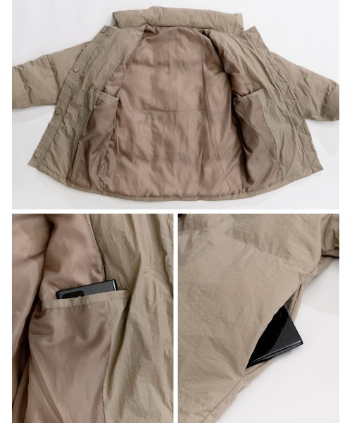 Re:EDIT(リエディ)の「スタンドカラーファイバーダウンジャケット(ダウンジャケット/コート・レディース・ブラック/オフホワイト/モカ/アイボリー・FREE)」の21枚目の写真