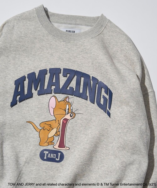 PUBLUX（パブリュクス）の「【PUBLUX/パブリュクス】 別注ジェリープリントクルーネックスウェット/ユニセックス/トムとジェリー（スウェット・メンズ・オフホワイト/グレー/ブラック/ブラウン/グリーン/サックスブルー/ネイビー・SMALL/MEDIUM/LARGE）」の4枚目の写真