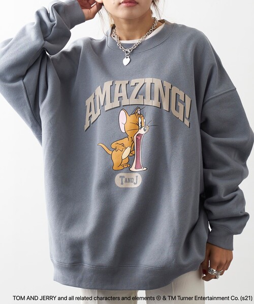 PUBLUX（パブリュクス）の「【PUBLUX/パブリュクス】 別注ジェリープリントクルーネックスウェット/ユニセックス/トムとジェリー（スウェット・メンズ・オフホワイト/グレー/ブラック/ブラウン/グリーン/サックスブルー/ネイビー・SMALL/MEDIUM/LARGE）」の7枚目の写真