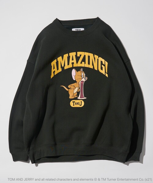 PUBLUX（パブリュクス）の「【PUBLUX/パブリュクス】 別注ジェリープリントクルーネックスウェット/ユニセックス/トムとジェリー（スウェット・メンズ・オフホワイト/グレー/ブラック/ブラウン/グリーン/サックスブルー/ネイビー・SMALL/MEDIUM/LARGE）」の11枚目の写真