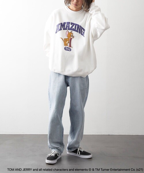 PUBLUX（パブリュクス）の「【PUBLUX/パブリュクス】 別注ジェリープリントクルーネックスウェット/ユニセックス/トムとジェリー（スウェット・メンズ・オフホワイト/グレー/ブラック/ブラウン/グリーン/サックスブルー/ネイビー・SMALL/MEDIUM/LARGE）」の17枚目の写真