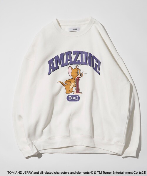 PUBLUX（パブリュクス）の「【PUBLUX/パブリュクス】 別注ジェリープリントクルーネックスウェット/ユニセックス/トムとジェリー（スウェット・メンズ・オフホワイト/グレー/ブラック/ブラウン/グリーン/サックスブルー/ネイビー・SMALL/MEDIUM/LARGE）」の8枚目の写真