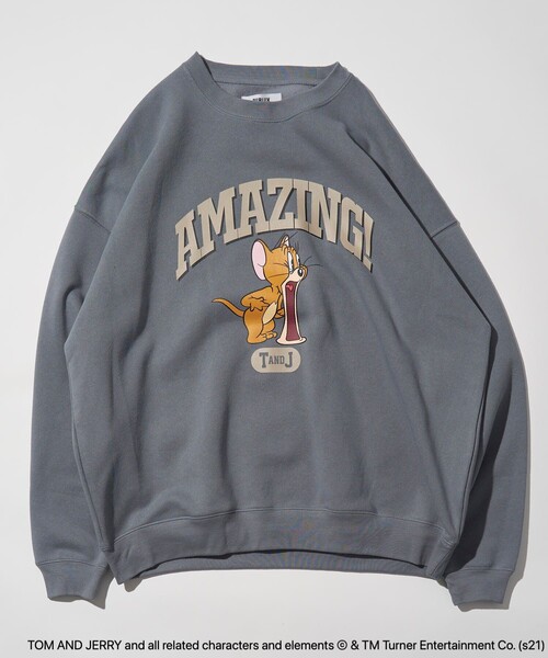 PUBLUX（パブリュクス）の「【PUBLUX/パブリュクス】 別注ジェリープリントクルーネックスウェット/ユニセックス/トムとジェリー（スウェット・メンズ・オフホワイト/グレー/ブラック/ブラウン/グリーン/サックスブルー/ネイビー・SMALL/MEDIUM/LARGE）」の12枚目の写真