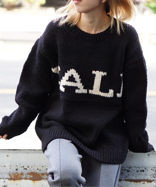 SUNNY  SPORTS（サニースポーツ）の「SUNNY SPORTS / サニースポーツ YALE HAND LOGO SWEATER（ニット/セーター・メンズ・ブラック/ネイビー・ONE SIZE）」の2枚目の写真