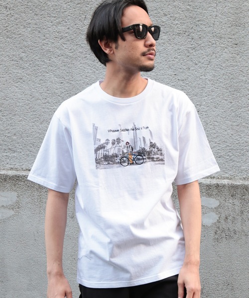 UNION STATION（ユニオンステーション）の「20S米綿天竺フォトプリント＆刺繍Ｔシャツ（Tシャツ/カットソー・メンズ・ホワイト/グリーン・LL/M/L）」の2枚目の写真