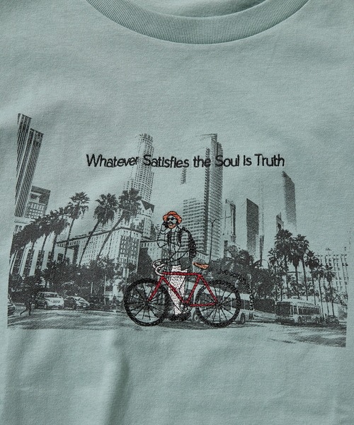 UNION STATION（ユニオンステーション）の「20S米綿天竺フォトプリント＆刺繍Ｔシャツ（Tシャツ/カットソー・メンズ・ホワイト/グリーン・LL/M/L）」の6枚目の写真