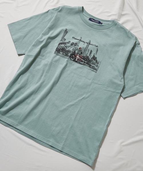 UNION STATION（ユニオンステーション）の「20S米綿天竺フォトプリント＆刺繍Ｔシャツ（Tシャツ/カットソー・メンズ・ホワイト/グリーン・LL/M/L）」の21枚目の写真