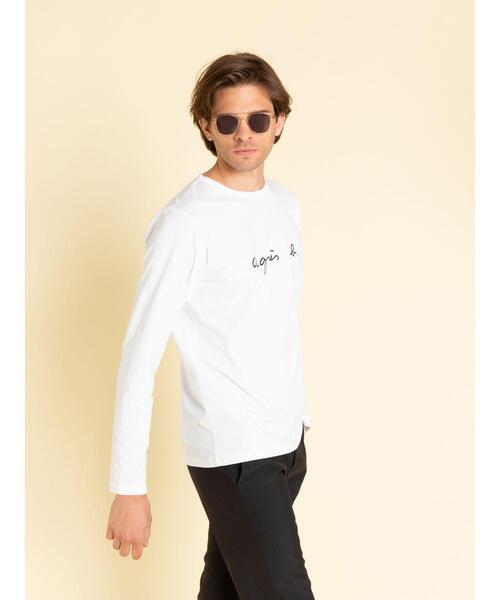 agnes b.（アニエスベー）の「メンズ ロゴ コットン 長袖 Tシャツ ”Coulos”（Tシャツ/カットソー・メンズ・ホワイト・1/2/0/3）」の8枚目の写真