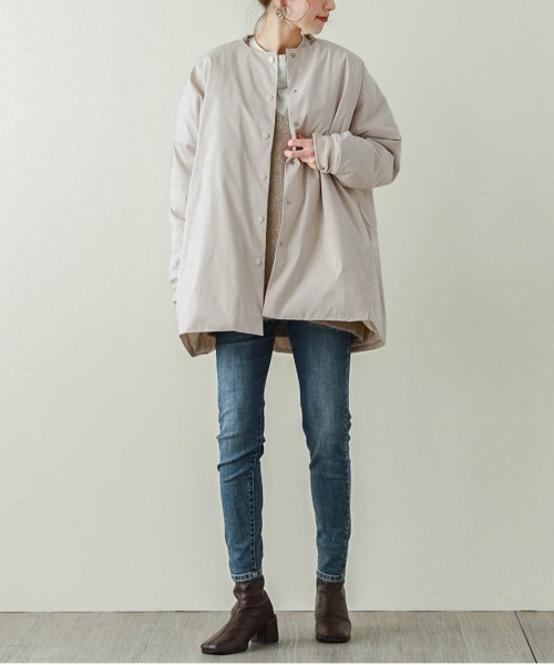 SUGAR BISKET（シュガービスケット）の「ビッグシルエットノーカラーコート（ノーカラーコート・レディース・ブラック/カーキ/ベージュ系その他・フリー）」の6枚目の写真