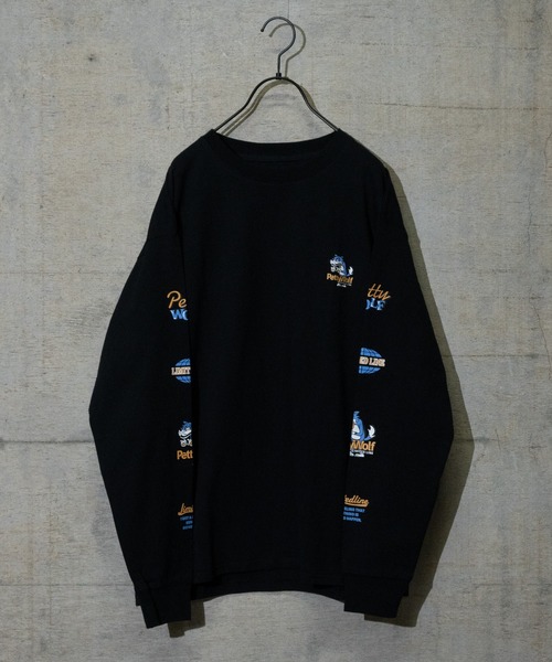 JOHN'S CLOSET（ジョンズクローゼット）の「【a】天竺 スリーブプリント"PETTY WOLF"L/S Tシャツ（Tシャツ/カットソー・メンズ・ホワイト/グリーン/ブラック・MEDIUM/LARGE）」の3枚目の写真