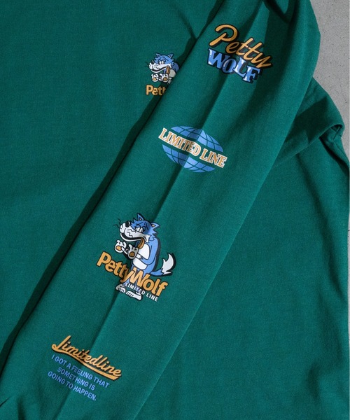 JOHN'S CLOSET（ジョンズクローゼット）の「【a】天竺 スリーブプリント"PETTY WOLF"L/S Tシャツ（Tシャツ/カットソー・メンズ・ホワイト/グリーン/ブラック・MEDIUM/LARGE）」の15枚目の写真