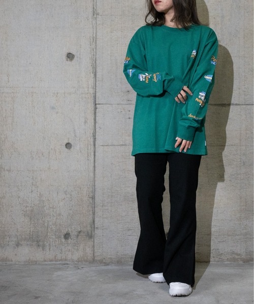 JOHN'S CLOSET（ジョンズクローゼット）の「【a】天竺 スリーブプリント"PETTY WOLF"L/S Tシャツ（Tシャツ/カットソー・メンズ・ホワイト/グリーン/ブラック・MEDIUM/LARGE）」の16枚目の写真