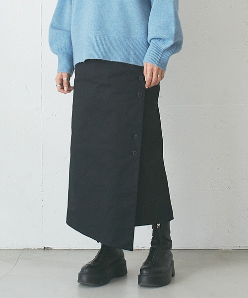 OUTERSUNSET（アウターサンセット）の「button wrap skirt（スカート・レディース・キャメル/ブラック・S/M）」の2枚目の写真