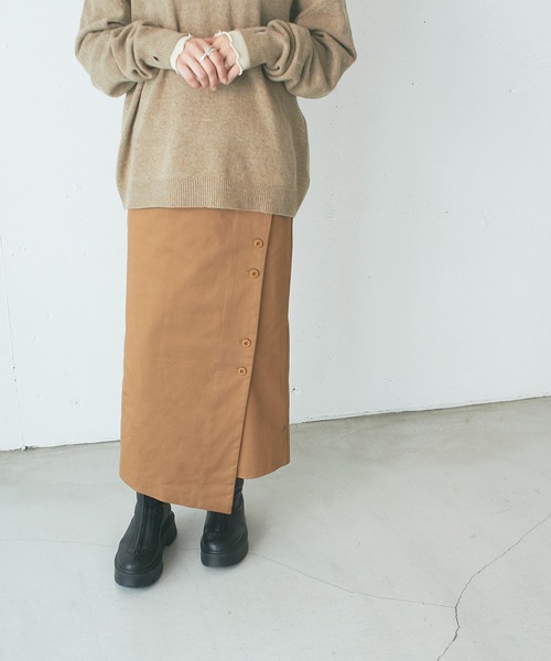 OUTERSUNSET（アウターサンセット）の「button wrap skirt（スカート・レディース・キャメル/ブラック・S/M）」の8枚目の写真