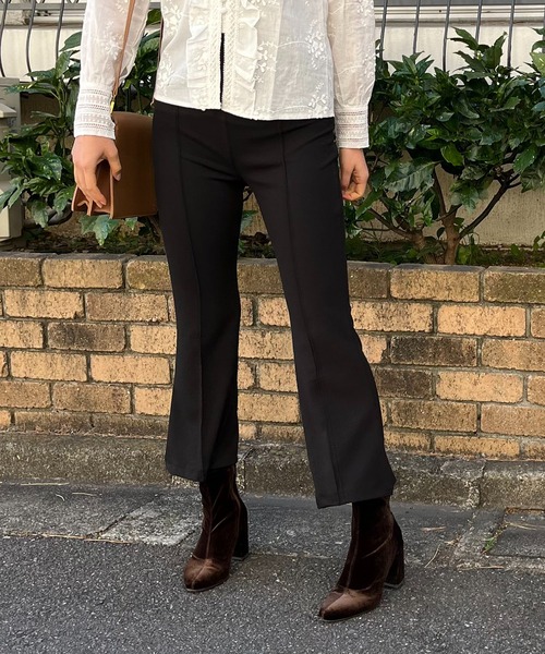 Jewelobe（ジュエローブ）の「カットジョーゼットフレアクロップドパンツ（スラックス・レディース・ブラック/ベージュ・M/S）」の21枚目の写真