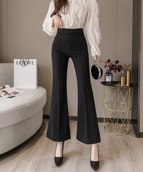 Jewelobe（ジュエローブ）の「カットジョーゼットフレアクロップドパンツ（スラックス・レディース・ブラック/ベージュ・M/S）」の18枚目の写真