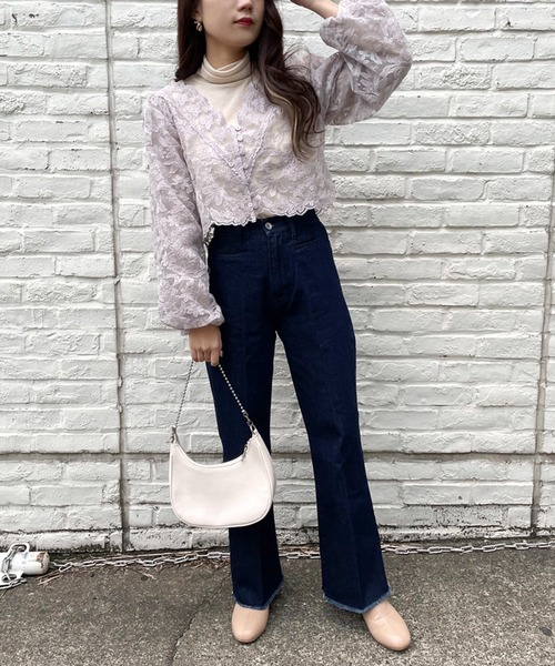 one after another NICE CLAUP（ワンアフターアナザーナイスクラップ）の「刺繍シアーブラウス ハイネックインナーセット（シャツ/ブラウス・レディース・オフホワイト/モカ/ラベンダー・FREE）」の7枚目の写真